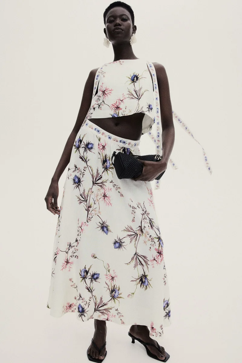 H&M Tie-strap linen-blend top